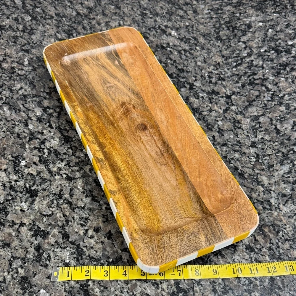 Striped yellow Wooden serving Tray